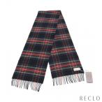 ジョンストンズ Johnstons マフラー タータンチェック カシミヤ ブラック マルチカラー フリンジ WA000016KU032400 ユニセックス 中古
