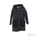 バーバリー BURBERRY ROXBY キルティングコート ナイロン ブラック フード付き 裏地ノバチェック 8035506 レディース 中古