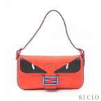 フェンディ FENDI モンスター バケット ハンドバッグ レザー オレンジレッド ブラック 8BR600 レディース 中古