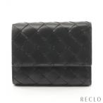 ボッテガヴェネタ BOTTEGA VENETA イントレチャート 三つ折り財布 レザー ブラック 806100VCPP38425 ユニセックス 中古