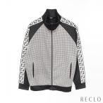 フェンディ FENDI FF柄 ジップアップ ジャケット 千鳥格子 コットン ブラック ホワイト FAF662 メンズ 中古