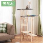 キャットタワー 据え置き 木製 天然木 60×54×111 ナチュラル 北欧 コンパクト グレー クッション 取り外し可 レビュー報告で犬猫用ボディタオル