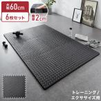 トレーニングマット 滑り止め 抗菌 防臭 60cm ジョイント式 6枚セット 厚手 厚さ2cm フリーカット 床暖房対応 ブラック ジョイントマット