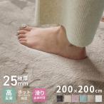 ショッピング正方形 極厚高反発ラグ 200×200cm 極厚25mm 正方形 フランネル 撥水 防音 滑り止め付 クッション性 マイクロファイバー オールシーズン ラグ ラグマット