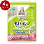 4個セット ユニチャーム 猫砂 鉱物 デオトイレ ふんわり香る消臭・抗菌サンド ホワイトフローラルの香り 3.8L x4 15.2L システム用 猫トイレ