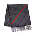 グッチ GUCCI マフラー メンズ レディース 570603 3GB18 1466 ブラック グレー 送料無料