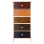 桐と白タイルのカラフル収納チェスト 5段 桐材 天然木 衣類収納 カラフル引き出し 防水 防虫 湿気に強い 完成品 自由にコーディネート