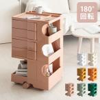 ショッピング仕切り マルチワゴン Pluna プルーナ ハイタイプ キャスター付き四面収納ワゴン 仕切り天板 180度回転 プッシュ式スライドトレー サイドポケット 大容量 代引不可