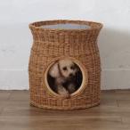 ラタン ペットハウス 雑貨 ペット ハウス タワー インテリア バスケット かご 籐 アジアン ナチュラル 天然素材 クッション 代引不可