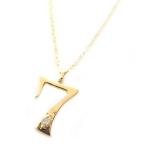 ナンバー ネックレス ダイヤモンド ネックレス 一粒 0.01ct K18 ゴールド 数字 7 ダイヤネックレス ペンダント 代引不可
