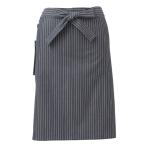 腰下ミドルストライプエプロン ブラック 綿100% KMA2711-23 代引不可