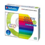 （まとめ）バーベイタム データ用CD-RW700MB 4倍速 5色カラーMIX 5mmスリムケース SW80QM5V1 1パック(5枚) 〔×5セット〕 代引不可