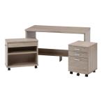 デスク3点セット（デスク×1、チェスト×1、ラック×1） ホワイトオーク 組立品 代引不可
