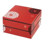 日本製 重箱 弁当箱 2段 2800ml 2人 3人 19.5cm角 二段重 百華 赤 たつみや 代引不可