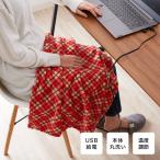 USB ブランケット ヒーター付き 洗える 電気 ひざ掛け 電気毛布 フランネル素材 キャンプ オフィス ブラウン チェック