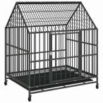 vidaXL с роликами . собака для клетка черный цинк металлизированный steel животное товары для домашних животных товары для домашних животных собака сопутствующие товары собака house чёрный оплата при получении не возможно 