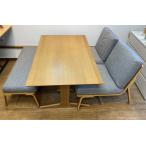 ショッピング無印良品 無印良品 リビングでもダイニングでもつかえるシリーズ 4点セット オーク材 幅130cm 奥行80cm カバー色グレー