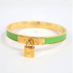 【HERMES】エルメス ケリーバングル ブレスレット グリーン×ゴールド金具【中古】【代金引換不可】/md16884kw