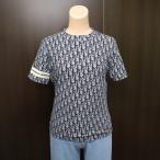 【Dior】ディオール 総柄半袖シャツ コットン トロッター ネイビー×ホワイト【中古】【代金引換不可】/br2810kw