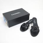 【CHANEL】シャネル カメリアサンダル G30768 ブラック ラムスキン #39【中古】【代金引換不可】/tm10925br