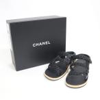 【CHANEL】シャネル サンダル ブラック ココマーク 38C G33800【中古】【代金引換不可】/ok05937kw