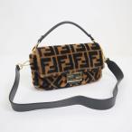 【FENDI】フェンディ マンマバケット 2WAYバッグ ズッカ柄 ファー×レザー ブラウン×ブラック×ゴールド金具【中古】【代金引換不可】/kt13718ar