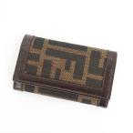 【FENDI】フェンディ キーケース 6連 ズッカ柄 レザー×キャンバス×シルバー金具 ブラウン×ブラック【中古】【代金引換不可】/kt14720ik
