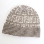 【FENDI】フェンディ カシミア ニットキャップ FFロゴモチーフ FXQ913 グレー【中古】【代金引換不可】/ng0729