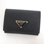 【PRADA】プラダ 三つ折り財布 ブラック×シルバー金具 サフィアーノ 2MH042【中古】【代金引換不可】/hm11494ik