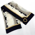 ショッピングスカーフ 【HERMES】エルメス カレ90 スカーフ LES PONTS DE PARIS パリの橋 シルク100% ブラック×アイボリー【中古】【代金引換不可】/br6515br