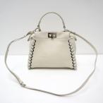 【FENDI】フェンディ ピーカブーミニ 2WAYショルダーバッグ ホワイト×シルバー金具 レザー 8BN244【中古】【代金引換不可】/kt16488ik