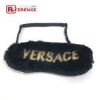 VERSACE Versace Logo украшен блестками мех маска для глаз полиэстер черный женский [ б/у ]