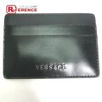 VERSACE Versace Logo футляр для визитных карточек чехол для пропуска футляр для карточек черный мужской [ б/у ]