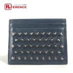  прекрасный товар Christian Louboutin Christian Louboutin заклепки футляр для визитных карточек чехол для пропуска футляр для карточек черный унисекс [ б/у ]