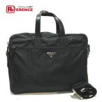 PRADA プラダ V407S ロゴプレート 2WAYバッグ ビジネスバッグ ブラック メンズ 【中古】