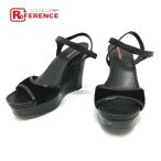 PRADA プラダ プラダスポーツ 靴 ストラップ オープントゥ ハイヒール ウェッジソール 厚底 サンダル ブラック レディース【中古】