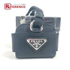 PRADA プラダ トライアングルロゴ 三角ロゴ プレート airpodsケース  イヤフォンケース ブラック ユニセックス【中古】