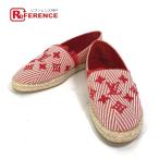 LOUIS VUITTON Louis Vuitton монограмма полоса туфли без застежки обувь обувь эспадрильи парусина красный женский [ б/у ]