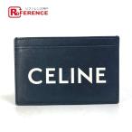 CELINE Celine карта держатель Logo чехол для пропуска футляр для визитных карточек футляр для карточек кожа черный мужской [ б/у ]