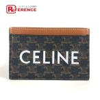  прекрасный товар CELINE Celine Logo Trio mf футляр для визитных карточек чехол для пропуска футляр для карточек Brown женский [ б/у ]