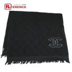  прекрасный товар CHANEL Chanel здесь Mark CC Logo matelasse большой размер банное полотенце полотенце хлопок черный женский [ б/у ]