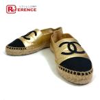 CHANEL Chanel G29762 обувь CC здесь Mark плоская обувь эспадрильи кожа Gold женский [ б/у ]