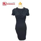 ショッピングニットワンピ CHANEL シャネル P36973 ビジュー装飾 ショートスリーブ ニットワンピ クルーネック ひざ丈 ワンピース ブラック レディース【中古】