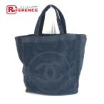 ショッピングビーチバッグ CHANEL シャネル ロゴ CC ココマーク  ショルダーバッグ 肩掛け カバン ビーチバッグ トートバッグ ブラック レディース【中古】