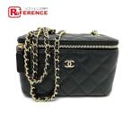 美品 CHANEL シャネル AP1341 バニティ  バニティバッグ スモールバニティ カバン バッグ マトラッセ ショルダーバッグ ブラック 【中古】