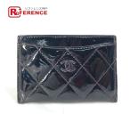 CHANEL Chanel CC здесь Mark стеганое полотно футляр для визитных карточек чехол для пропуска футляр для карточек оттенок черного женский [ б/у ]