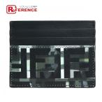  не использовался FENDI Fendi 7M0164 камуфляж камуфляж FF Logo Zucca карта держатель чехол для пропуска футляр для карточек кожа черный × зеленый [ б/у ]