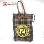 FENDI Fendi 7VA434 FF Logo сумка на плечо 4 колесо чемодан 2WAY сумка Toro Lee вертикальный большая сумка дорожная сумка [ б/у ]