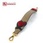 FENDI フェンディ ショルダーストラップのみ ミニストラップユー ハート ショルダーストラップ レザー ブラウン レディース【中古】美品