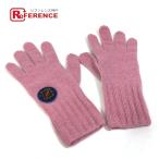 FENDI Fendi FXY554 Zucca нашивка перчатка Logo перчатки шерсть / кашемир Pink Lady -s[ б/у ] как новый 